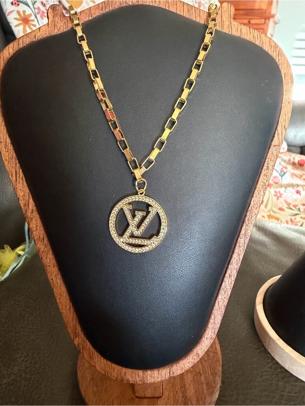 Hand Crafted Gold-Tone Logo Pendant Necklace